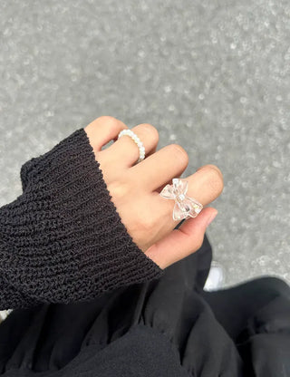 Pressed flower ribbon ring, transparent acrylic flower fashion ring