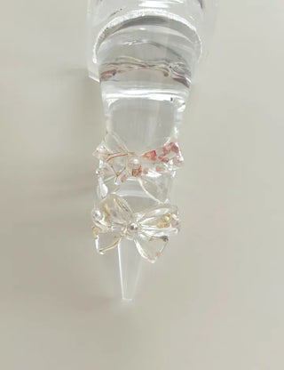 Pressed flower ribbon ring, transparent acrylic flower fashion ring