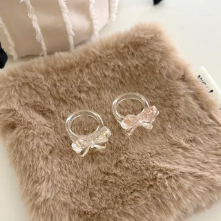 Pressed flower ribbon ring, transparent acrylic flower fashion ring