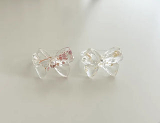 Pressed flower ribbon ring, transparent acrylic flower fashion ring