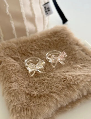 Pressed flower ribbon ring, transparent acrylic flower fashion ring