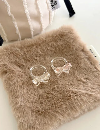 Pressed flower ribbon ring, transparent acrylic flower fashion ring