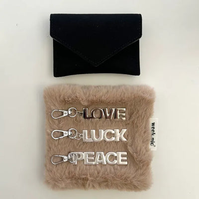 Lettering metal keyring phone strap key ring key holder