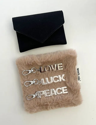 Lettering metal keyring phone strap key ring key holder