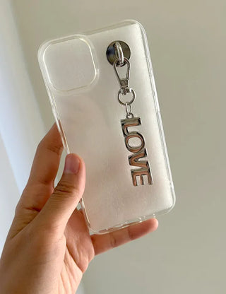 Lettering metal keyring phone strap key ring key holder