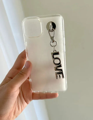 Lettering metal keyring phone strap key ring key holder