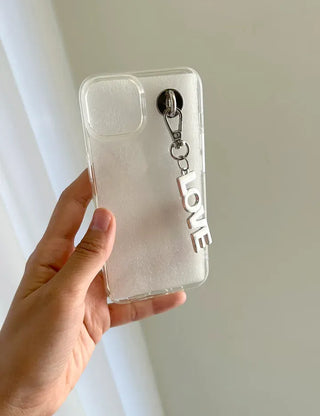 Lettering metal keyring phone strap key ring key holder