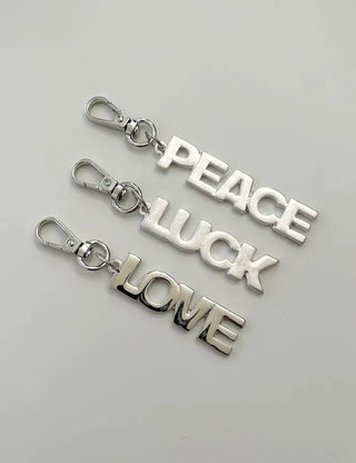 Lettering metal keyring phone strap key ring key holder