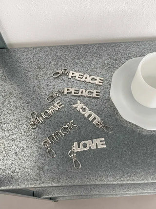 Lettering metal keyring phone strap key ring key holder