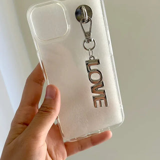 Lettering metal keyring phone strap key ring key holder