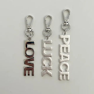 Lettering metal keyring phone strap key ring key holder
