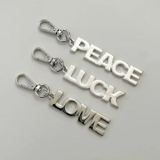Lettering metal keyring phone strap key ring key holder