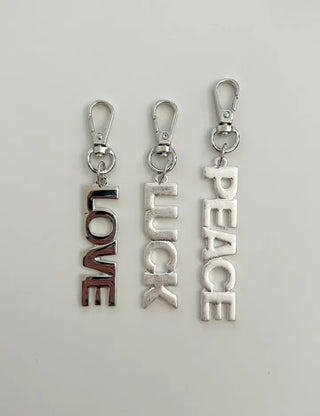 Lettering metal keyring phone strap key ring key holder