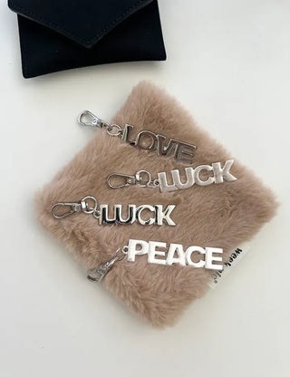 Lettering metal keyring phone strap key ring key holder