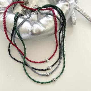 Silver Star Bead Necklace Bead Autumn Fashion Necklace