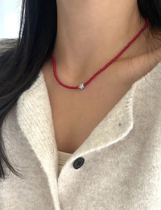 Silver Star Bead Necklace Bead Autumn Fashion Necklace