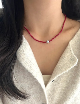 Silver Star Bead Necklace Bead Autumn Fashion Necklace