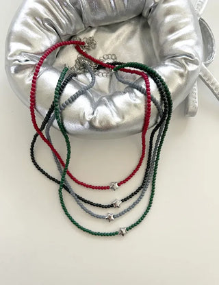 Silver Star Bead Necklace Bead Autumn Fashion Necklace