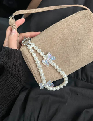 Petit Ribbon Bag Keyring Pearl Bead Strap Keyholder