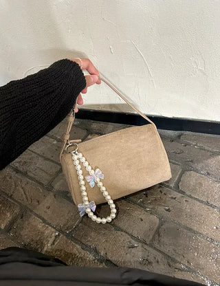 Petit Ribbon Bag Keyring Pearl Bead Strap Keyholder