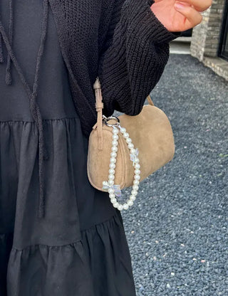 Petit Ribbon Bag Keyring Pearl Bead Strap Keyholder