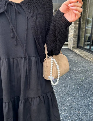 Petit Ribbon Bag Keyring Pearl Bead Strap Keyholder