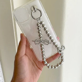Petit Ribbon Bag Keyring Pearl Bead Strap Keyholder