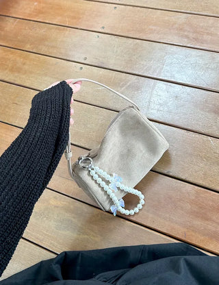 Petit Ribbon Bag Keyring Pearl Bead Strap Keyholder