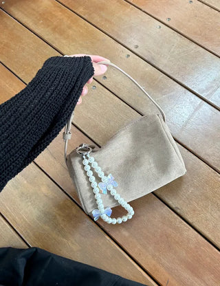 Petit Ribbon Bag Keyring Pearl Bead Strap Keyholder