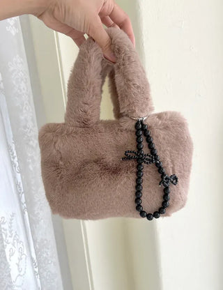 Petit Ribbon Bag Keyring Pearl Bead Strap Keyholder