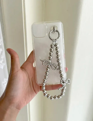 Petit Ribbon Bag Keyring Pearl Bead Strap Keyholder