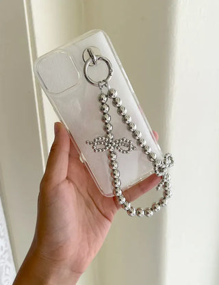 Petit Ribbon Bag Keyring Pearl Bead Strap Keyholder