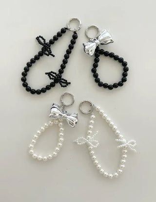 Petit Ribbon Bag Keyring Pearl Bead Strap Keyholder
