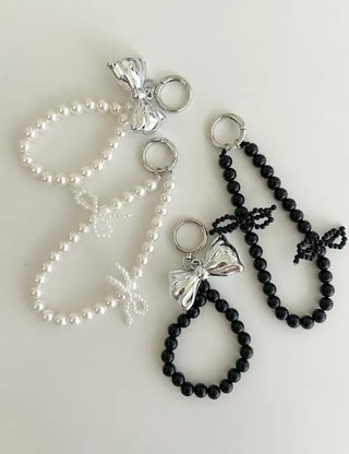 Petit Ribbon Bag Keyring Pearl Bead Strap Keyholder