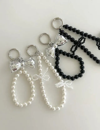 Petit Ribbon Bag Keyring Pearl Bead Strap Keyholder