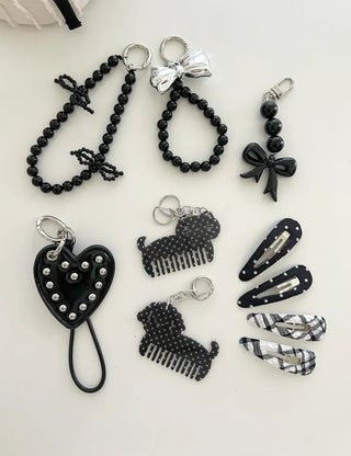 Petit Ribbon Bag Keyring Pearl Bead Strap Keyholder
