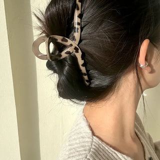 Giant Twist Hair Clip Matte Leopard Print Updo