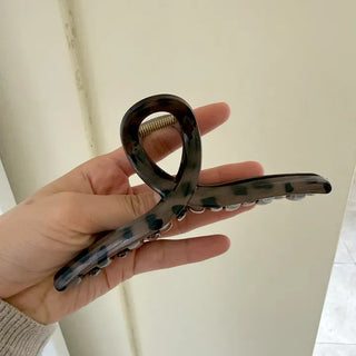 Giant Twist Hair Clip Matte Leopard Print Updo