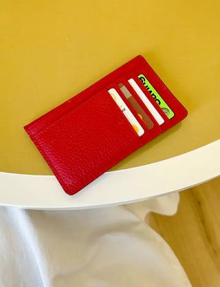 Cowhide Button Card Wallet Women's Slim Coin Storage