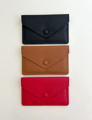 Cowhide Button Card Wallet Women's Slim Coin Storage