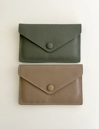 Cowhide Button Card Wallet Women's Slim Coin Storage