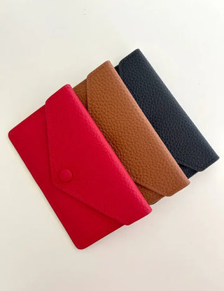 Cowhide Button Card Wallet Women's Slim Coin Storage