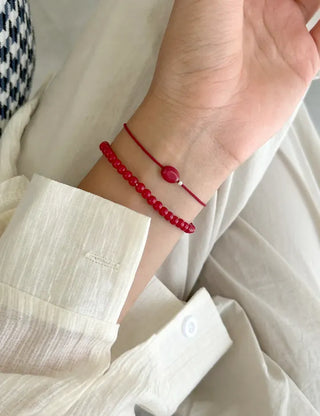 925 Silver Bracelet Gemstone Silver Ball Elastic Band Women's String Bracelet