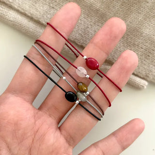 925 Silver Bracelet Gemstone Silver Ball Elastic Band Women's String Bracelet