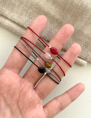925 Silver Bracelet Gemstone Silver Ball Elastic Band Women's String Bracelet