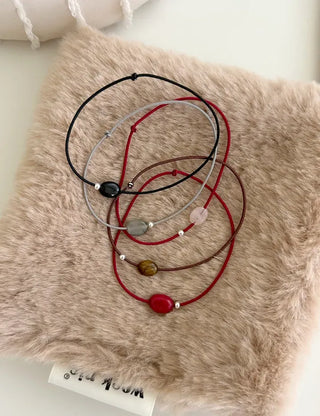 925 Silver Bracelet Gemstone Silver Ball Elastic Band Women's String Bracelet