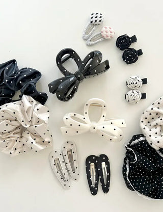 Lace scrunchie, polka dot cotton hair tie