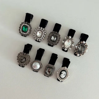 Piece Pendant Cubic Pearl Velvet Mini Hair Clip