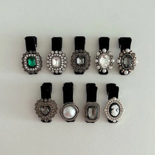 Piece Pendant Cubic Pearl Velvet Mini Hair Clip