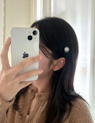 Piece Pendant Cubic Pearl Velvet Mini Hair Clip